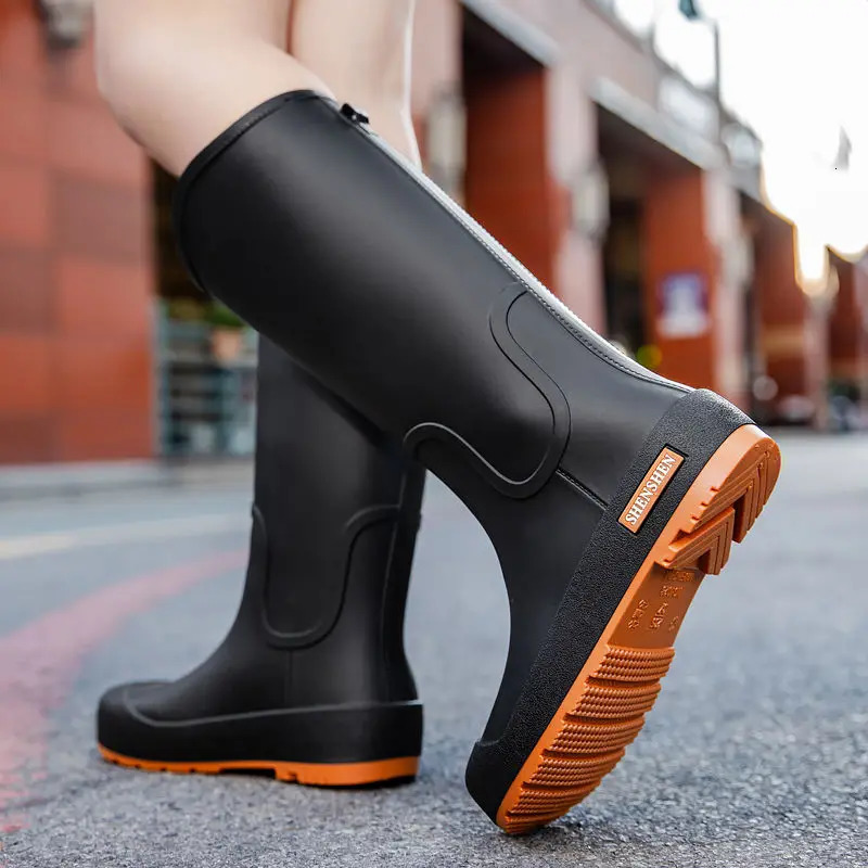 Rain boots for women high rain adults fashionable mid calcium water shoes anti slip work waterproof sea dragon rubber outdoor wear 250317