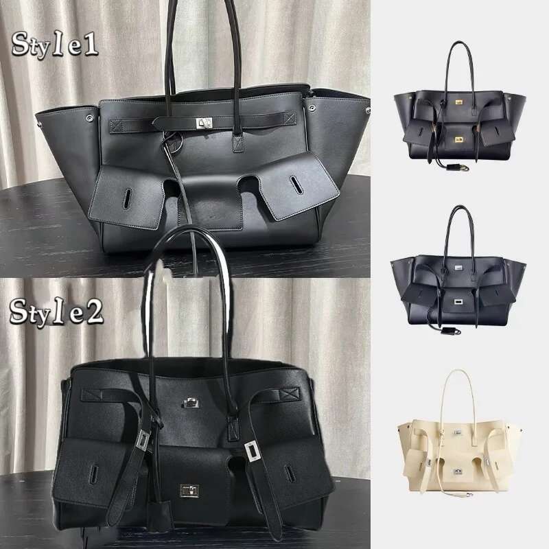 Large Capacity Genuine Leather Wing Tote Bag Trend Advanced Texture Simple Soft Wear-Resistant Travel Lage Handbag