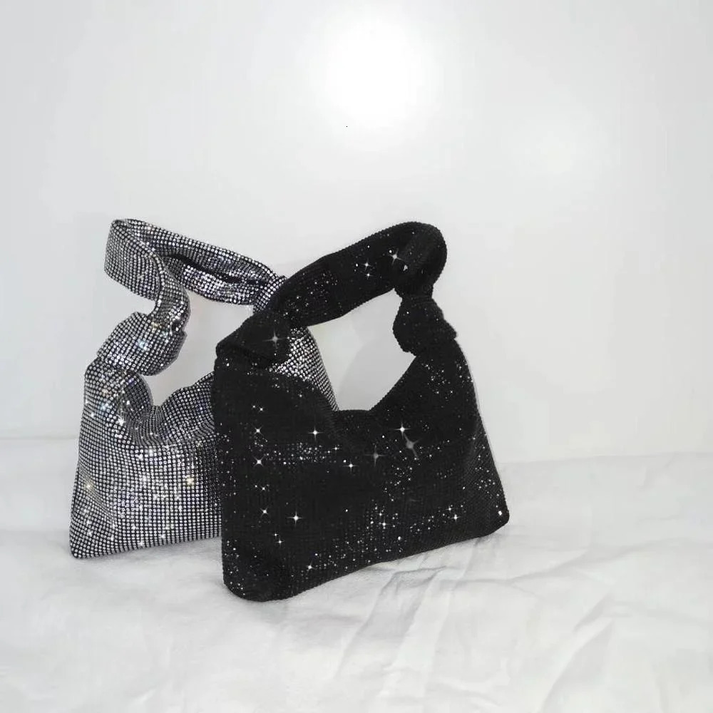 Womens Handbag Silver Black Rhinestone Evening Bag Small Clutch Diamond Fashion Mini Backpack y 250326