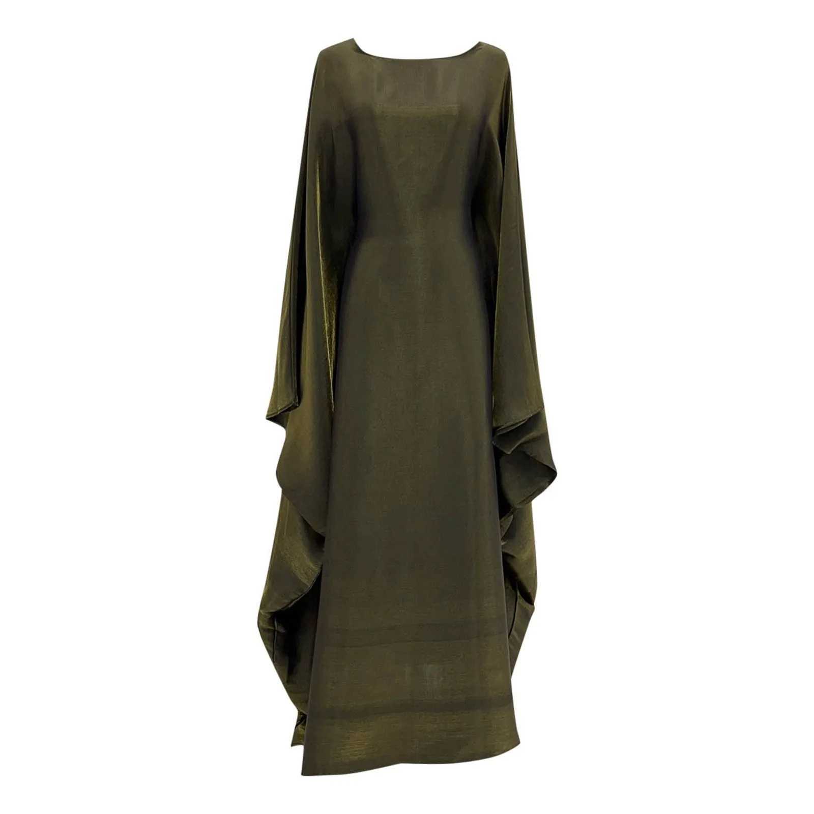 2025 Ramadan Satin Abaya Islam Muslim Summer Batwing Slve Maxi Dress Ka Abayas For Women Kaftan Robe Musulmane Femme Vestidos X2505141