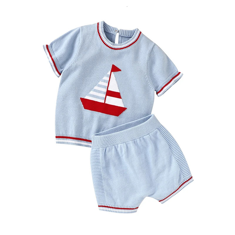 Baby Clothes Sets 0-18m born Infant Boys Cotton Short Sleeve Pullovers TopsShorts Suits Casual Toddler Outwear Outfit Summer 250326