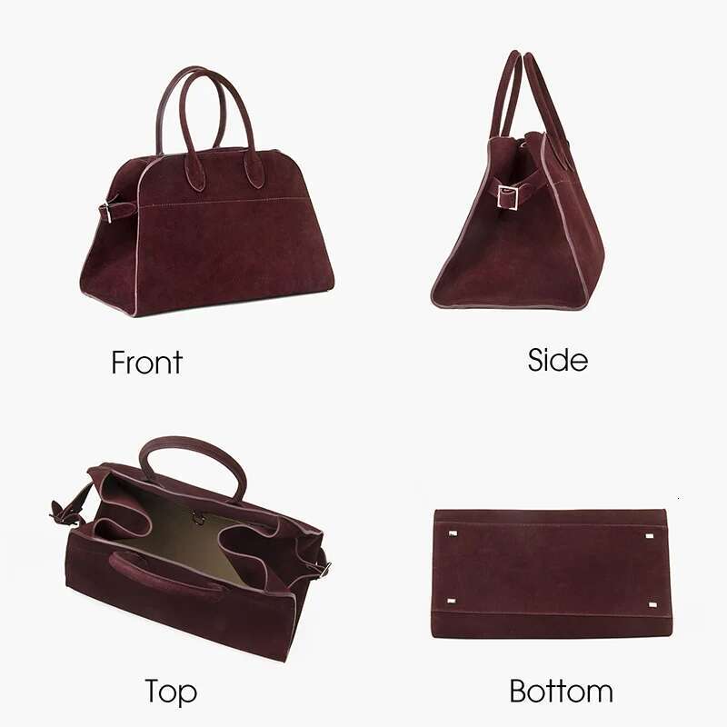 Donna-In Cow Suede Large Handbag Genuine Leather Casual Top Handle Tote Bag For Women Wine Red Fashion