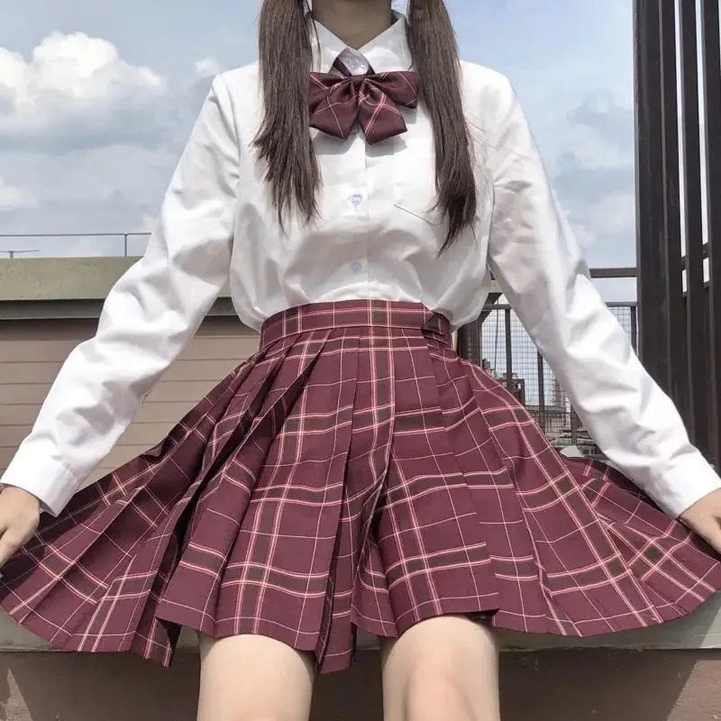 Japanese school uniform original Jk Plus size S8xl spring and autumn checkered skirt top bow set sailor 250326