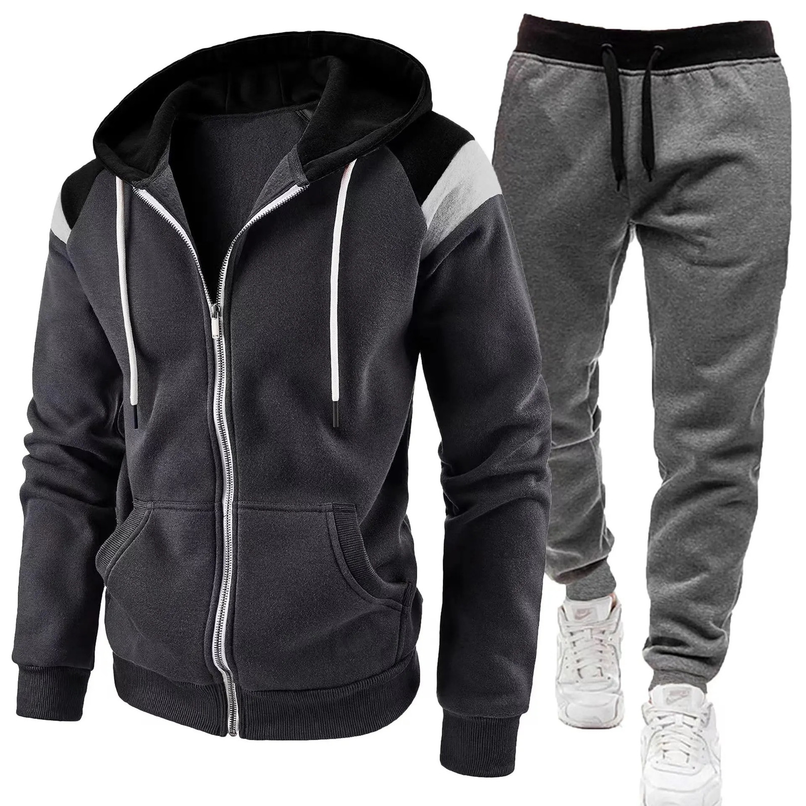Mens hooded sweater wool cool casual winter clothing sports cardigan long sleeved zipper mens top 250327