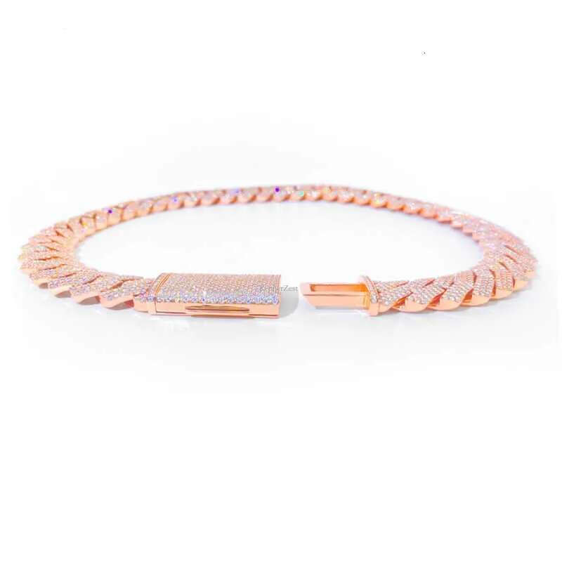 bracelet designer jewelry moissanite chain cuban k High Quality 3 Rows VVS Moissanite Dia Chain White Rose Gold Plated Hip-hop chains for men necklace