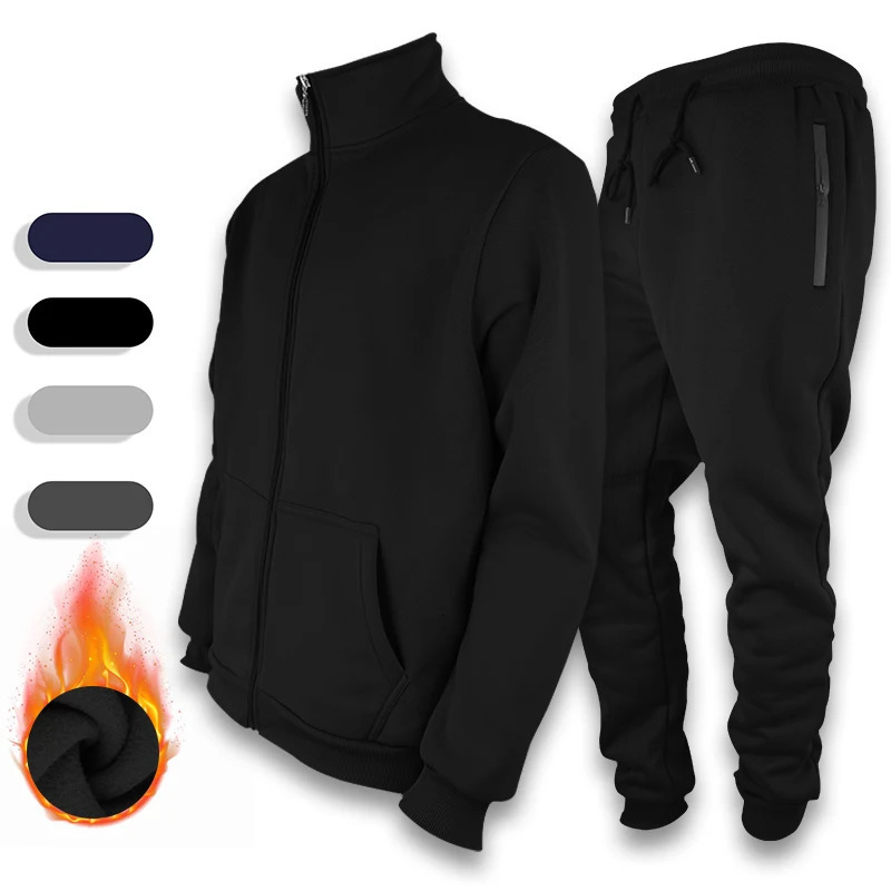 Mens track and field suit set long sleeved tight corset full zipper running sweatshirt mens 2piece 250326