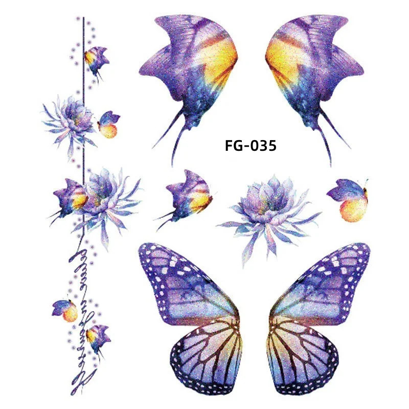 1Sheet Fairy Butterfly Wings Shiny Tattoo Sticker Waterproof Eyes Face Art Tattoos for Women Makeup Dance Music Festival 250325