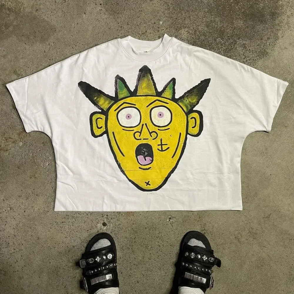 Harajuku High Street Couple Graphic Y2k Top Cartoon Devil Tshirt Printed Oversized Gothic Clothing 250326