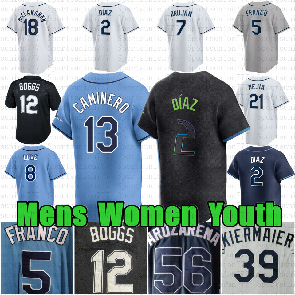 Junior Caminero Baseball Jersey Shane McClanahan Randy Arozarena Wade Boggs Brandon Lowe Yandy Diaz Rays City Connect Fred McGriff Christopher Morel Curtis Mead