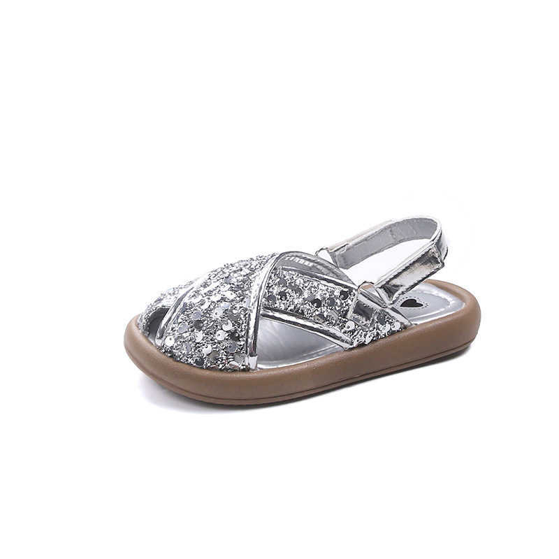 Slipper Childrens Fashion Glitter Cold Slippers 2025 Korean Edition Summer New Style Wear One Line Casual Versatile Slippers Trendy S25326