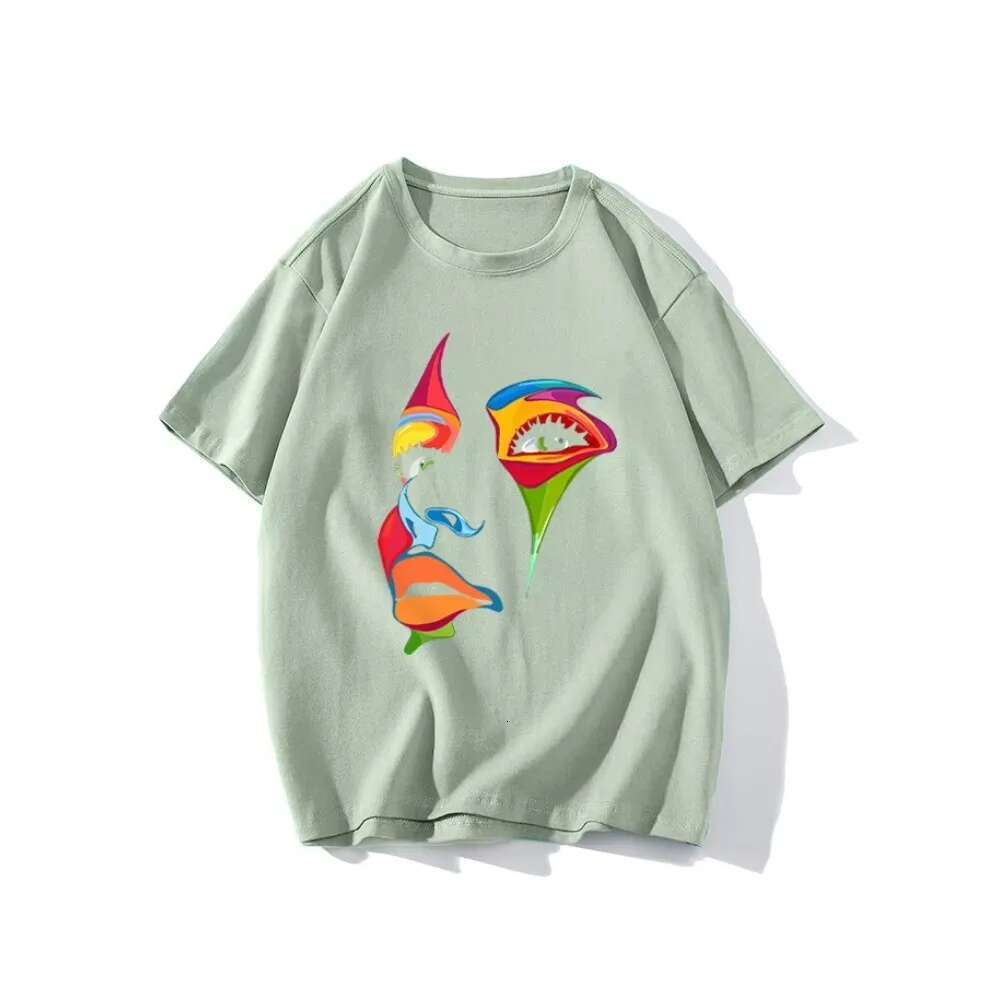 Latest color facial print cotton T-shirt for women's summer loose plus size short sleeved T-shirt for women's high street Gothic top