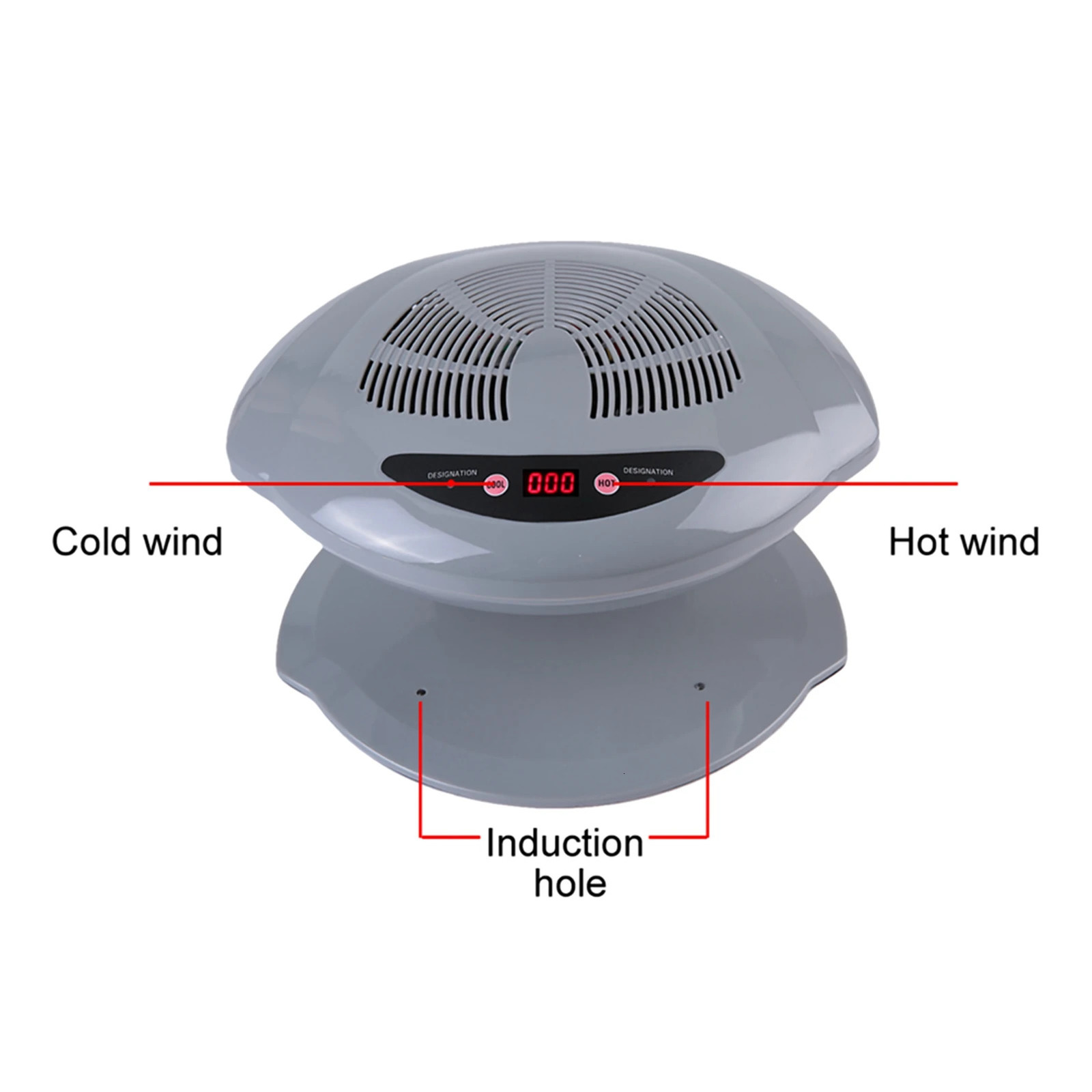 Nail dryer 2in1 gray coldwarm air blowing temperature sensor nail 250325
