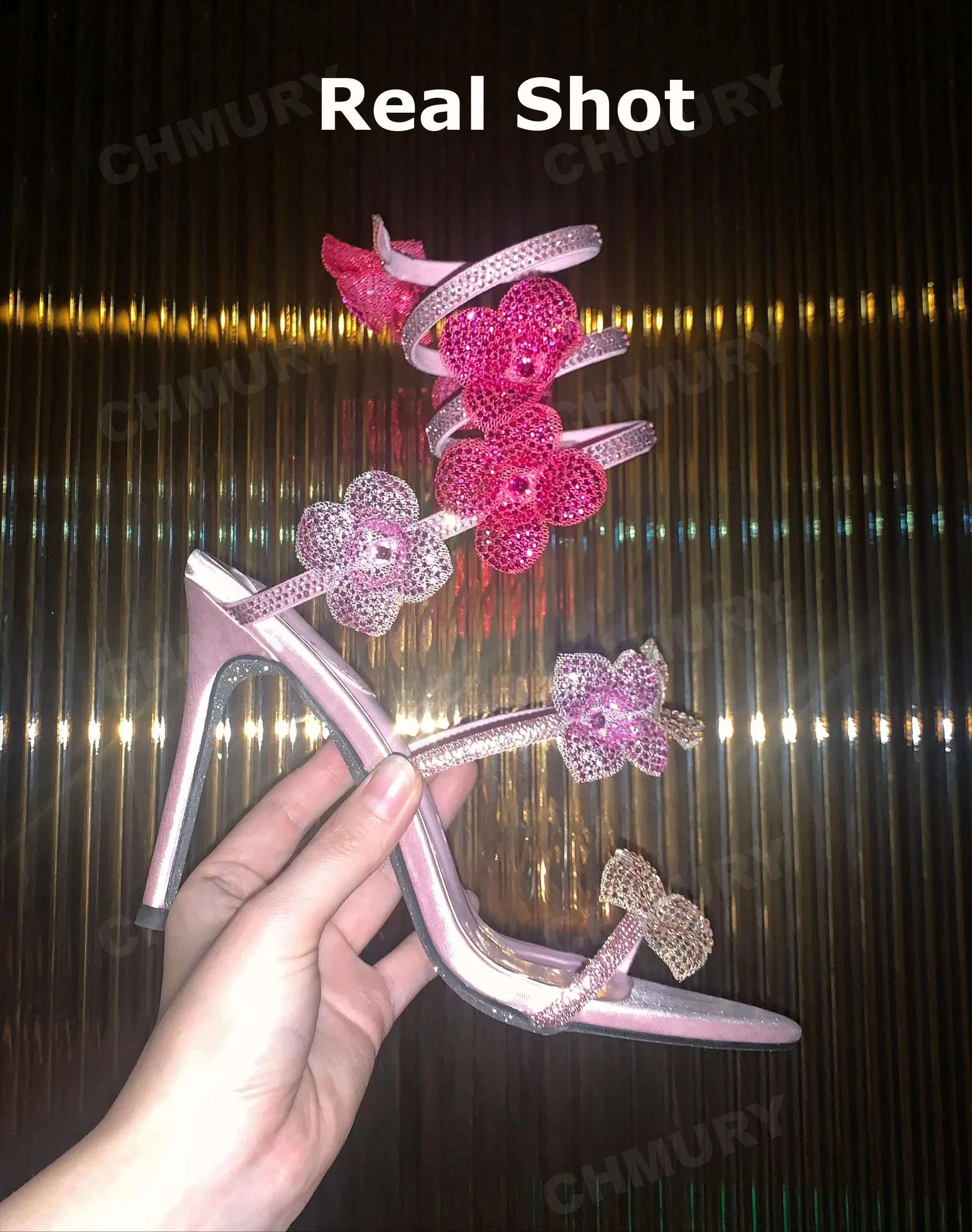 CHMURY Pink wer Rhie High Heels Sandals Shoes Sexy Rose Red Designer with Wrap Strap for Women Prom Party 2024