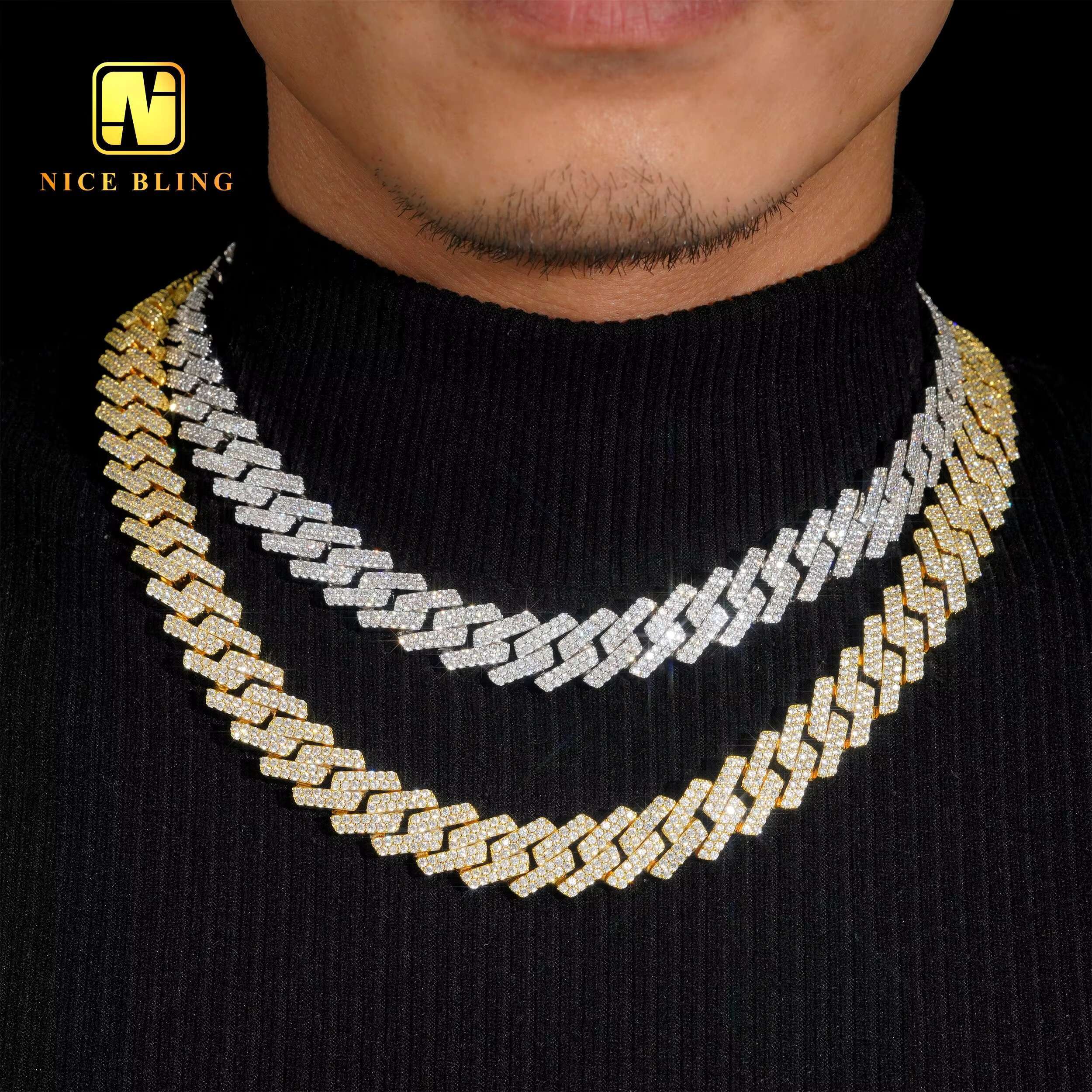 18K Gold Plated Factory Price 15mm Cuban Link Chains Men Fashion Brass Jewelry 5a Cz Diamond Cuban Chain Pendant Necklaces