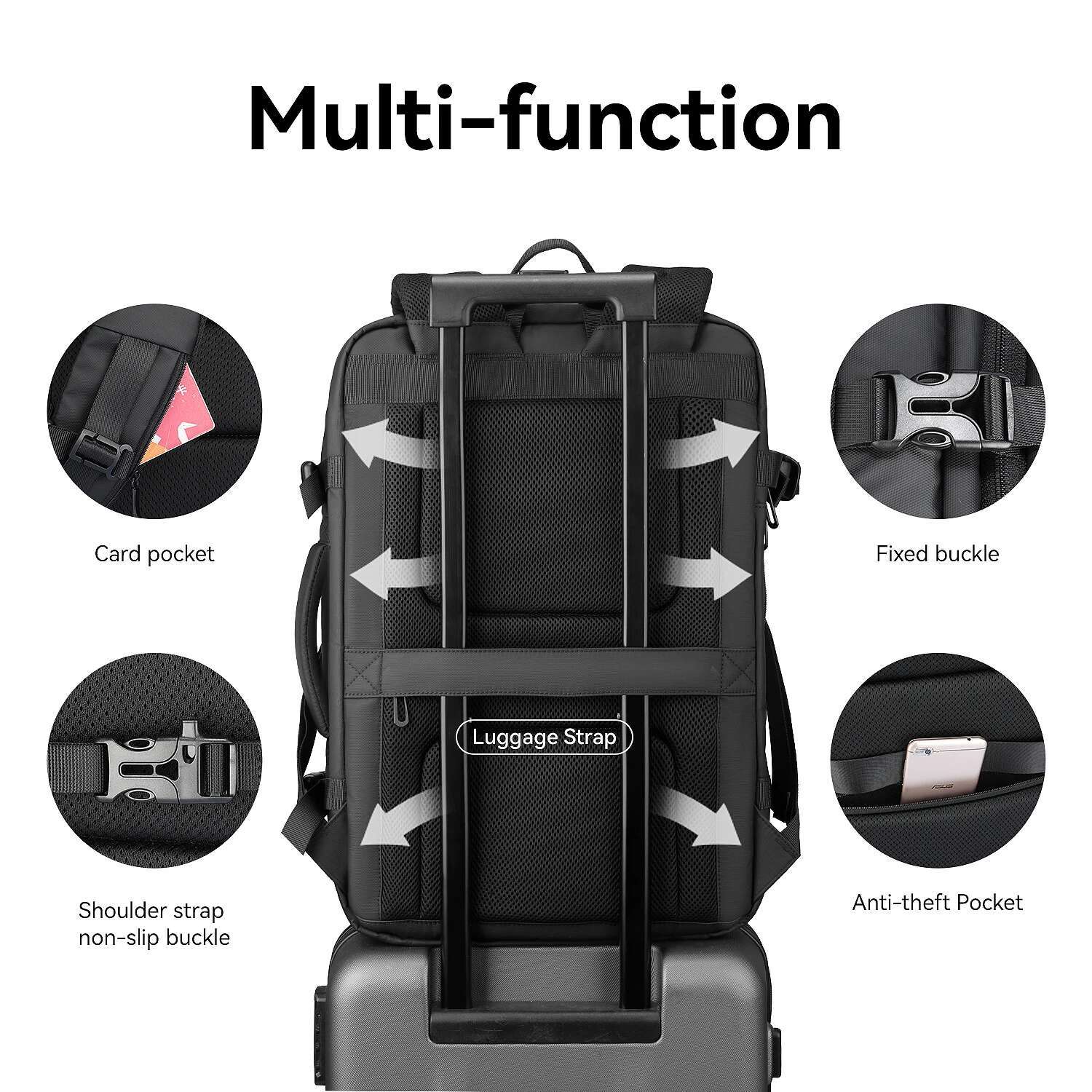 MARK RYDEN Large Backpack Rucksack 40L Expandable Business Travel Bag For Men Fits In 17 Inch Laptop