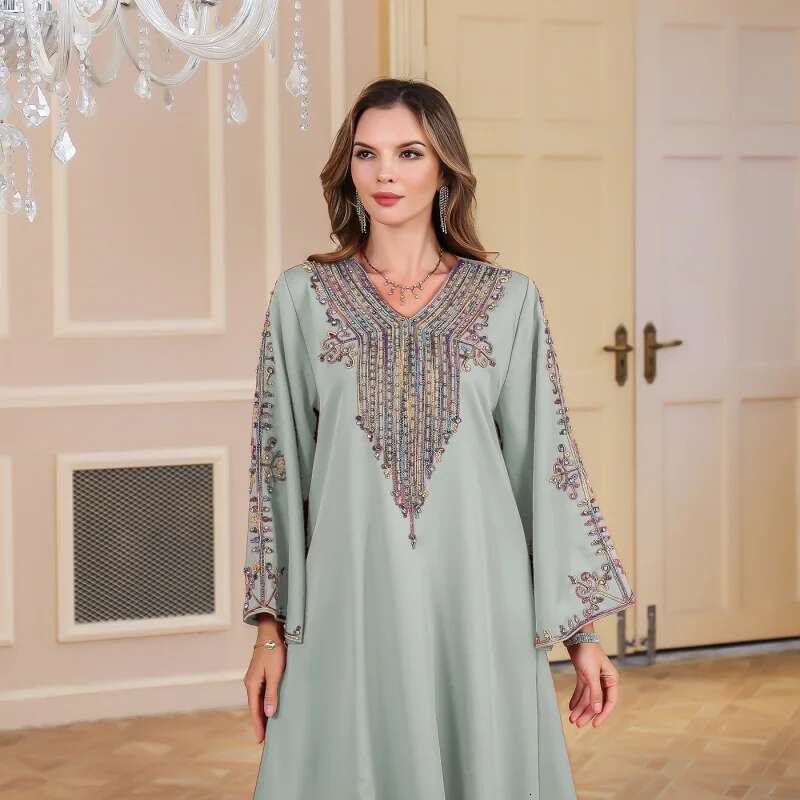 Dongdumaoyi Abaya Moslim Midden Oosten Dameskleding Zomer Elegante Touw Borduren Abaya Jurk Dubai Mode W