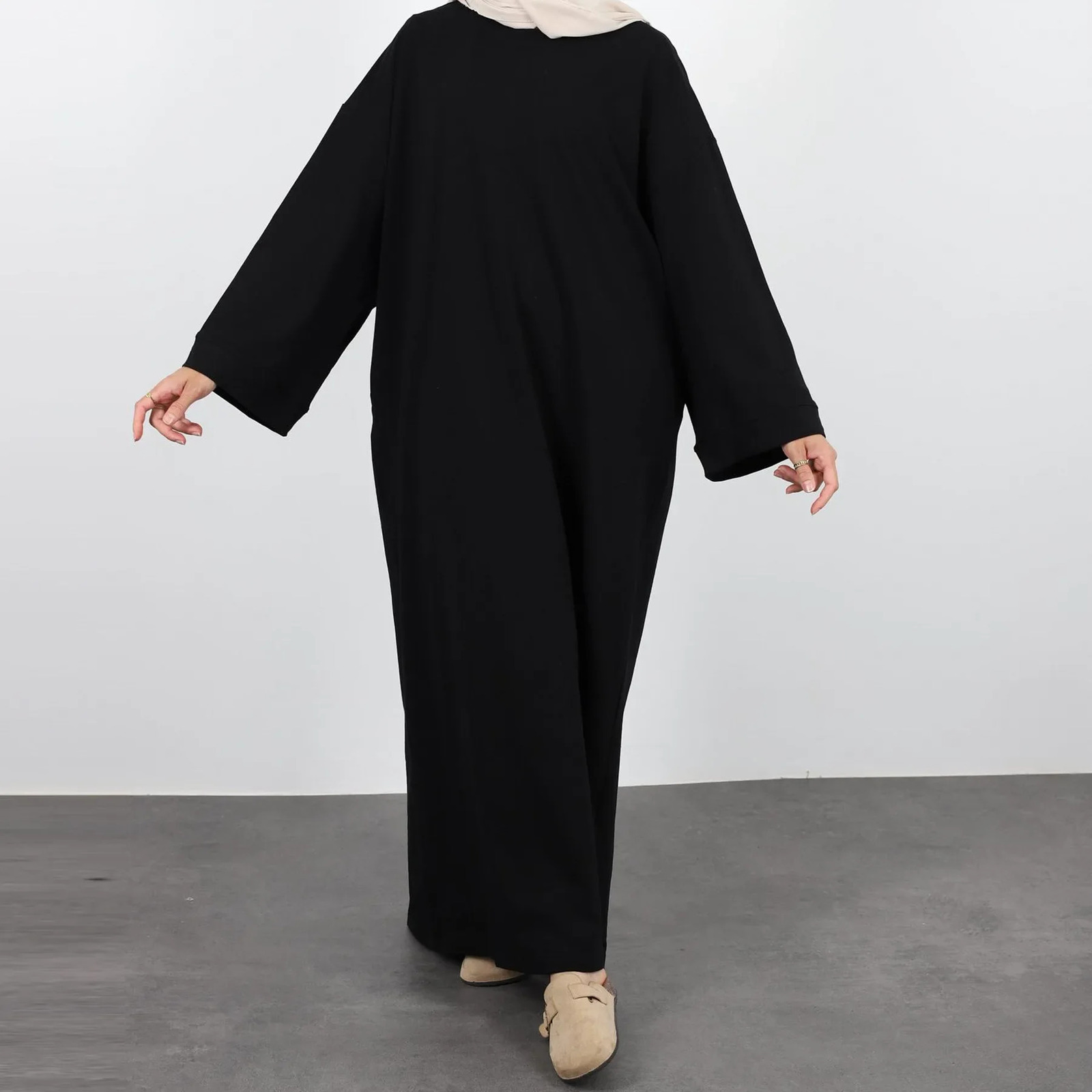 Modest Dress Solid Interior Muslim Womens Dubai Abaya Eid al Fitr Islamic Clothing Arabian Gown 250326