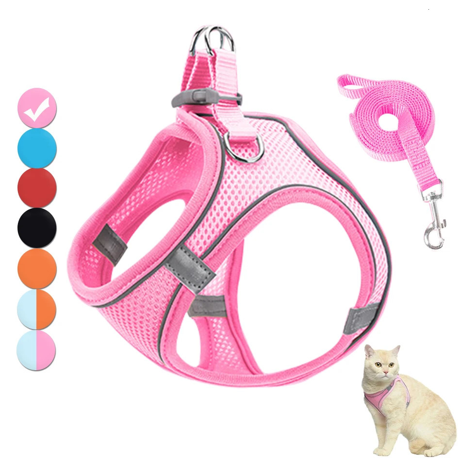 Cat Harness Reflective Pet Harnesses And Leashes Set Adjustable Pet Harness for Cats Small Dogs Pug Chihuahua Cat Accessories 250326