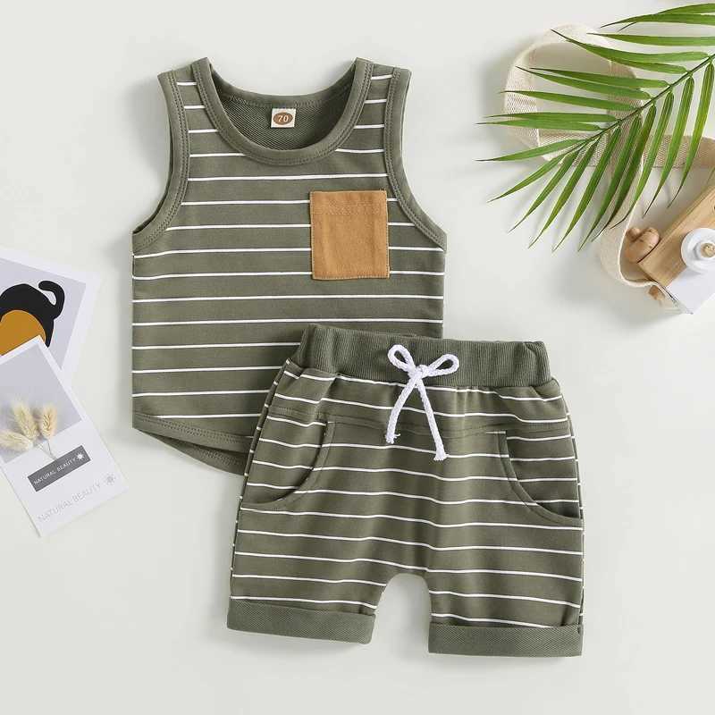 Baby Clothing Short Clothes Summer Preschool Boys Cotton Tank Top+Shorts Casual Childrens Clothing Set 0-4 YearsT250327