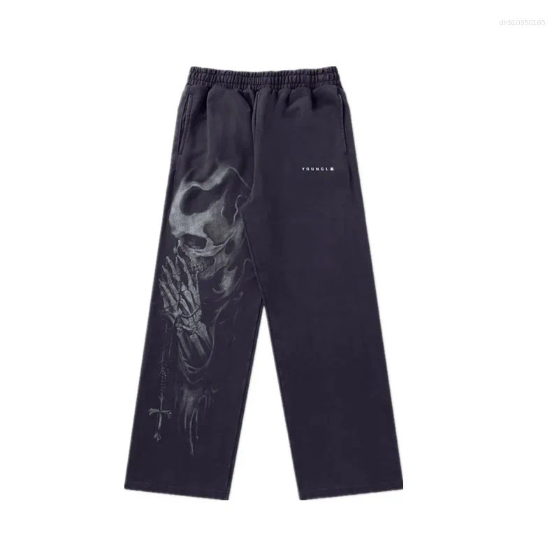 Mens Pants 2025 Men Summertime Style American Trendy Sweatpants Anime Joggers Print Wide-leg Casual Hip-hop Street