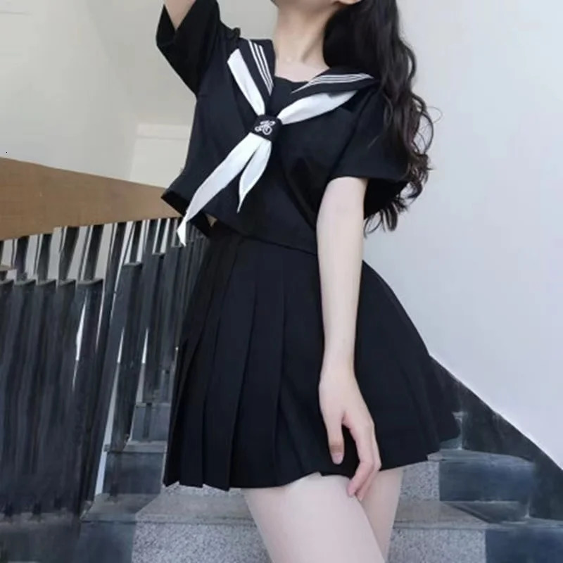 Japanese School Uniform JK Girl SXXL Academy Style Set Sailor Clothing Female Sexy Shirt Folded Skiing 250326