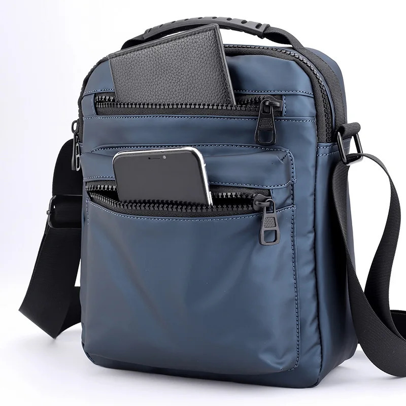 Mens Classic Messenger Bag Multi functional Shoulder Strap Sling Nylon Business Cross Flap Simple Handbag 250326