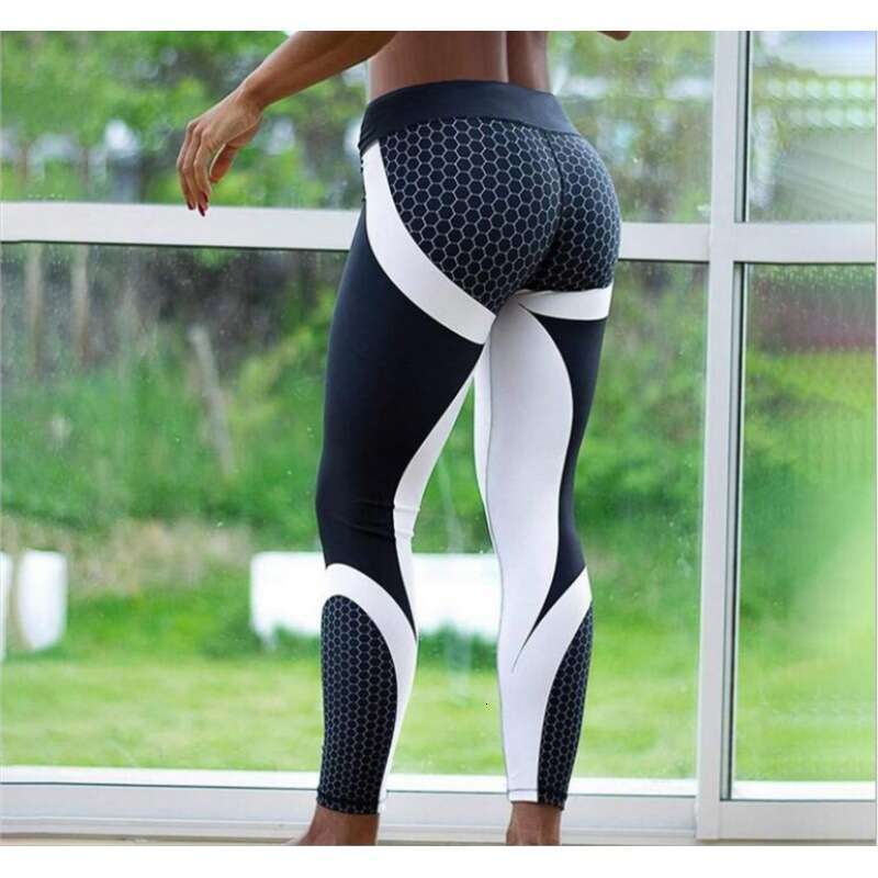 Women Yoga Pants Honeycomb Digital Printed Pants High Waist Hip Lifting Yoga Suit Sports And Fitness Quick Drying Pants
