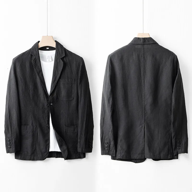 highquality 100% linen jacket mens summer lightweight breathable solid color y casual set 250326