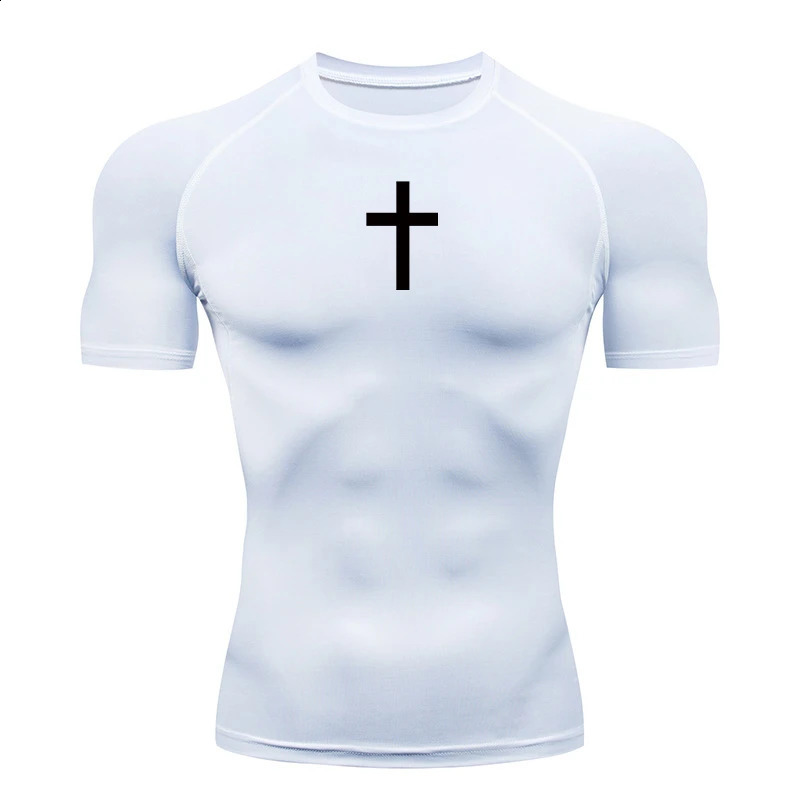 Christian Workout Compression Shirts Athletic Quick Dry Tshirts Tees Mens Gym Fitness Undershirts Tops Short Sleeve Rash Guard 250327
