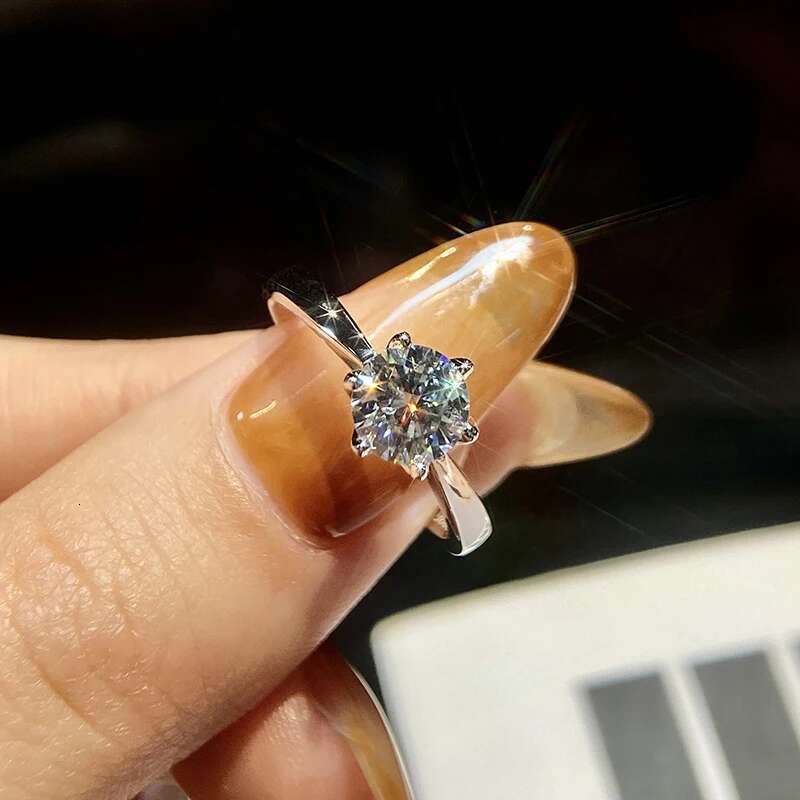 KNB 0.5-2ct Real Moissanite Ring Engagement Wedding Diamond Rings for Women 925 Sterling Silver High Quality Luxury Jewelry