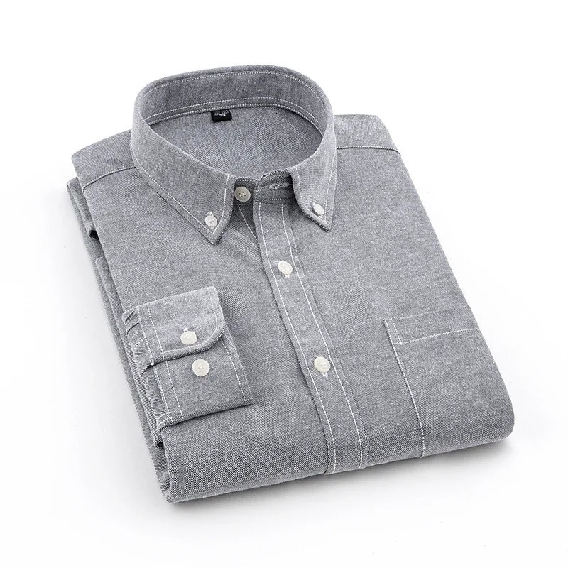Spring 2025 mens cotton Oxford rotating long sleeved shirt with real pocket for business leisure fashion and paradigm tops y250326