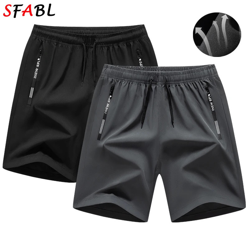 Summer Breathable Sports Shorts Casual Mens Quickdrying Elastic Running Fitness Black Men Beach Short Pants Male 250322