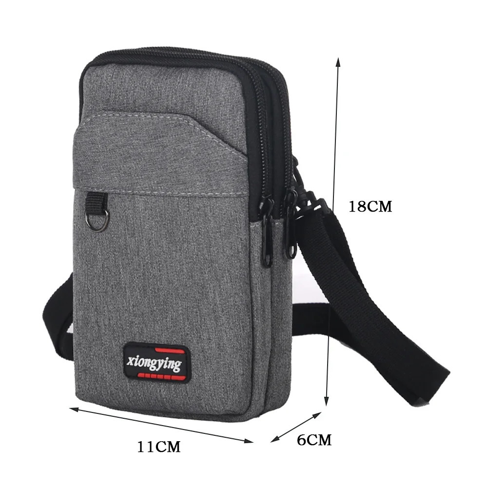 Canvas shoulder bag mens solid color horizontal casual and fashionable mobile phone camping hunting small square wallet 250326
