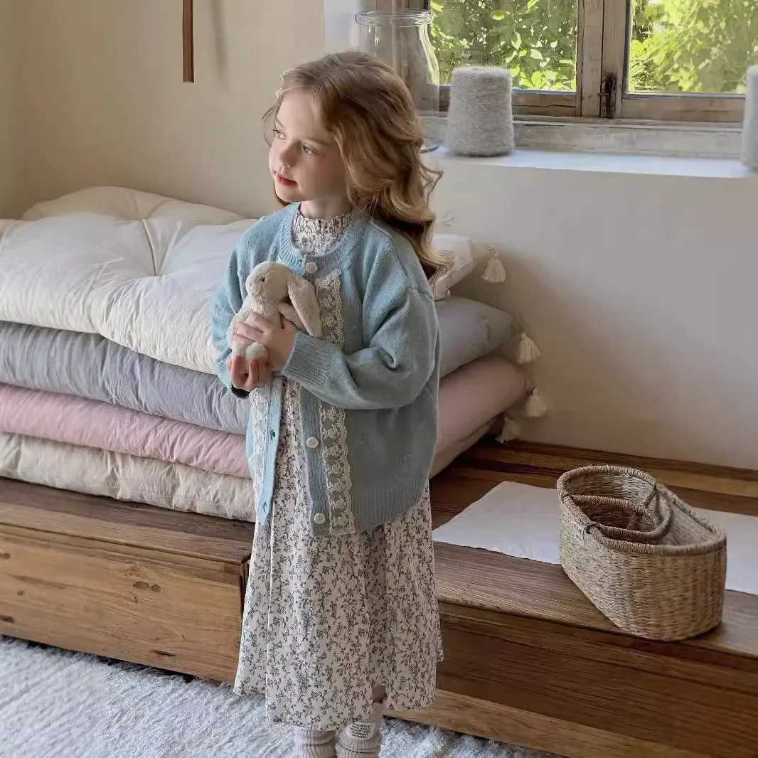 Girls dress spring/summer new Korean childrens long sleeved French princess floral dress sweet simple and loose 2024 W250326