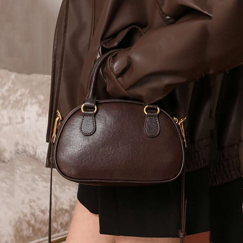 Cow Genuine Leather Bowg Small Shoulder Crossbody Bags For Women 2025 Designer Pillow Tote Ladies Handbags