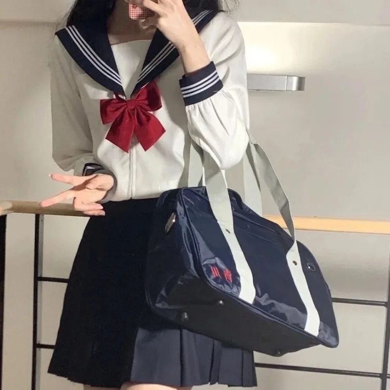 Japanese school uniform girl Jk set sexy springsummer red tie white three piece basic sailor womens long sleeved 250326