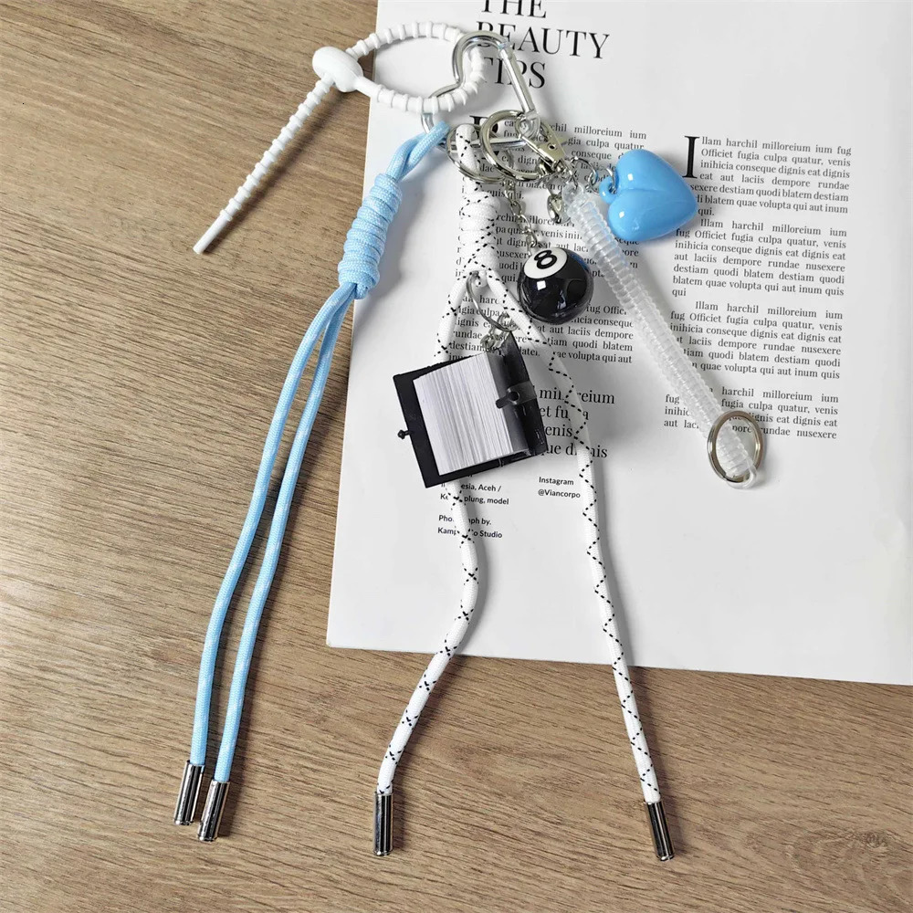 Ins style bag pendant Multi element keychain Nylon woven rope Backpack decoration pendant250325