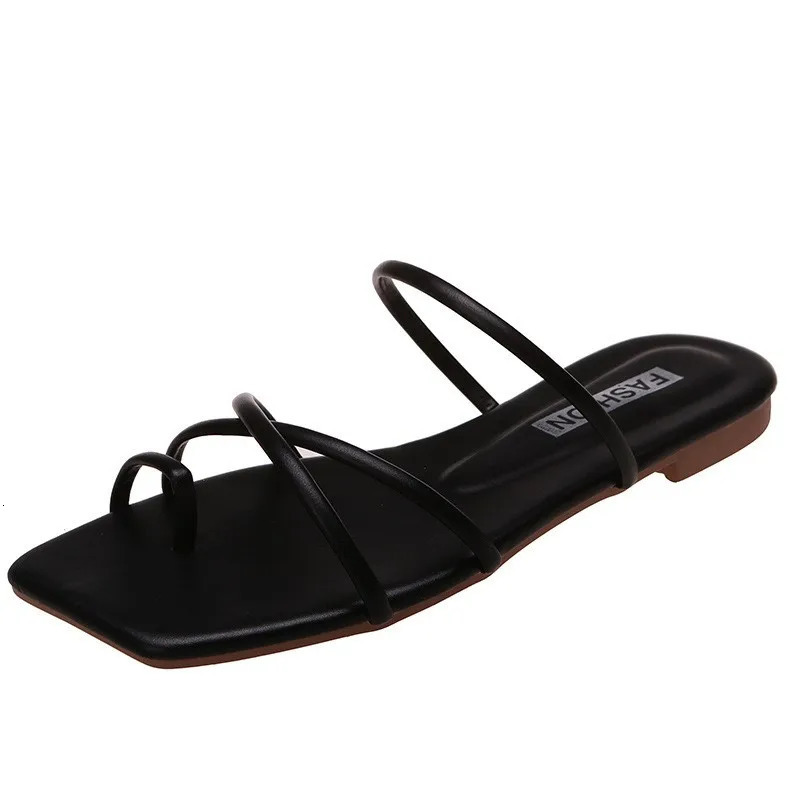 Womens Fashion Slipper Casual Solid Crystal Roman Flat Slippers Sandals Shoes Outdoor Beach 250317