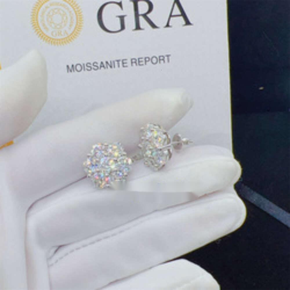 Zuanfa Hot Top Selling Pass Diamond Tester Fine Jewelry 925 Silver 8mm 12mm 15mm Flower Earrings VVS Moissanite Stud Earrings
