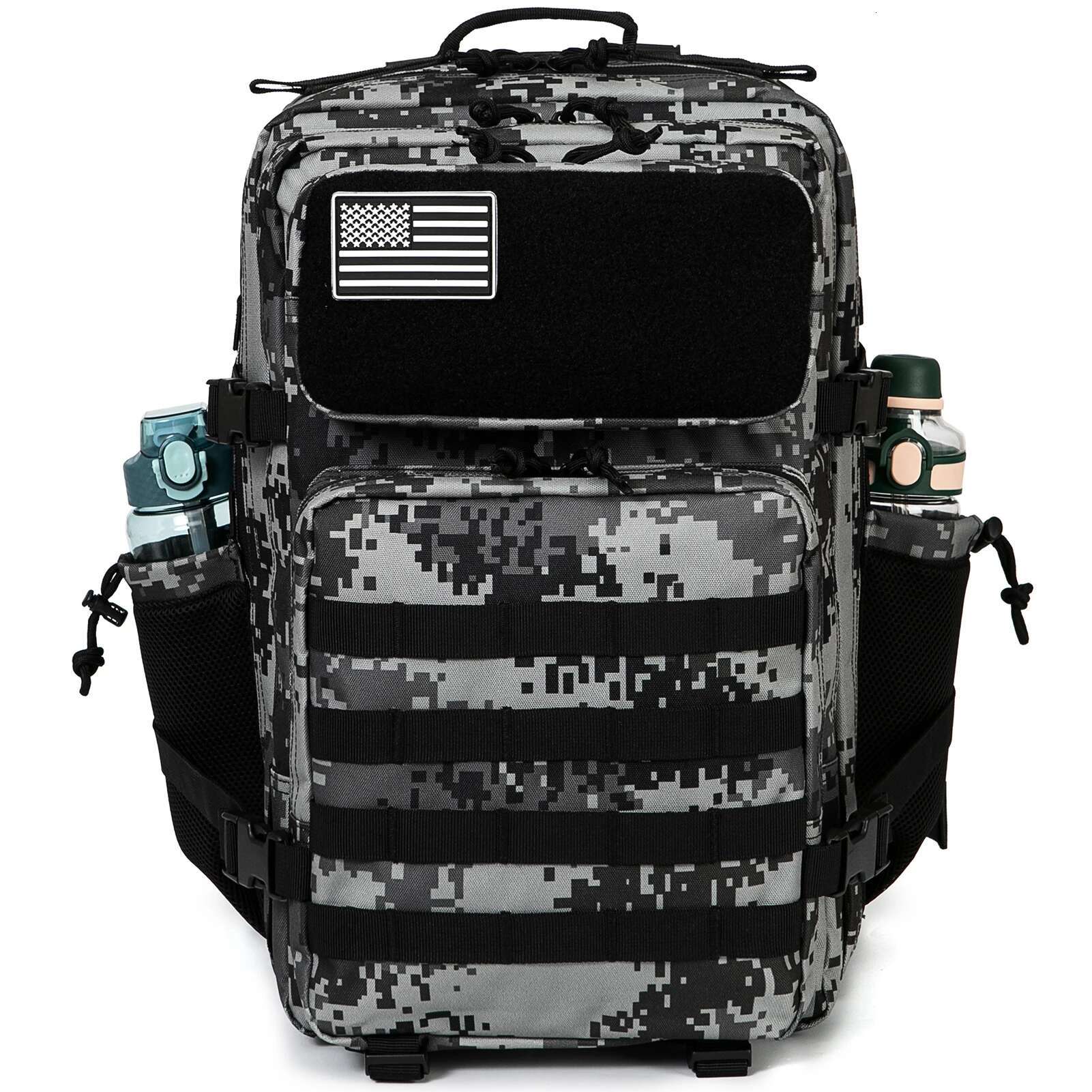 Qt&Qy 50L Tactical Survival Bag Hunting MOLLE Backpack GYM For Men EDC Outdoor Hiking Rucksack Witch Bottle Holder
