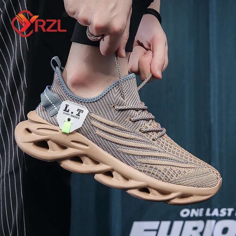 YRZL Men's White Running Lightweight Breathable Mesh Gym Sports Shoes Trendy Casual Durable Sneakers for Men