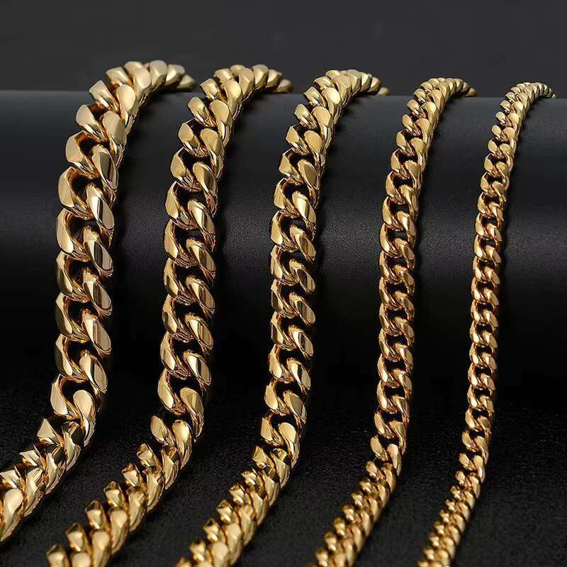 Hip Hop Trendy Chain Collar De Oro Necklace Women Choker Cuban Link Gold Plated Stainless Steel Jewelry