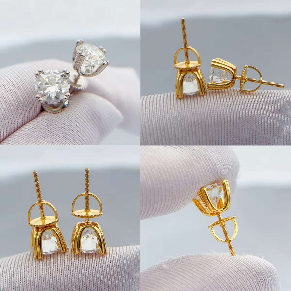 925 Silver Pass Diamond Tester 8 Prongs Round Brilliant Cut Moissanite Stud Earrings Custom Fine Jewelry Earrings