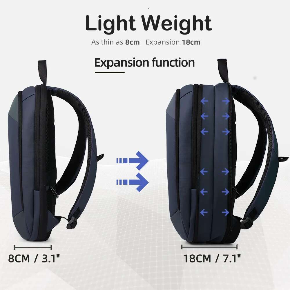 Hcankcan Business Men Expandable Travel Slim Casual 15.6 Inch Laptop Bag Waterproof Daily Work School Backpack