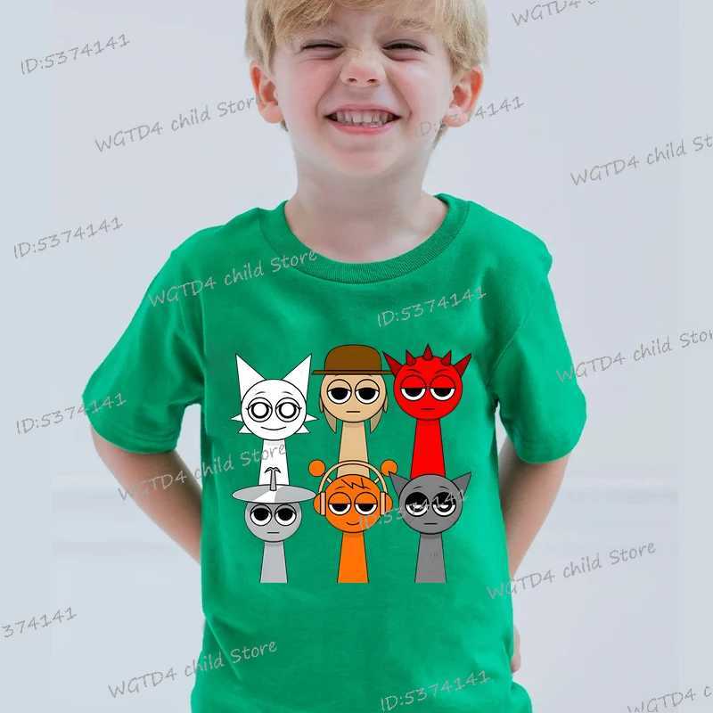 Sprunki Childrens T-shirt Summer Childrens Superman Game Sprunki Short Sleeve Top Boys Anime Fashion T-shirt Girls Casual Clothing Gift X250327