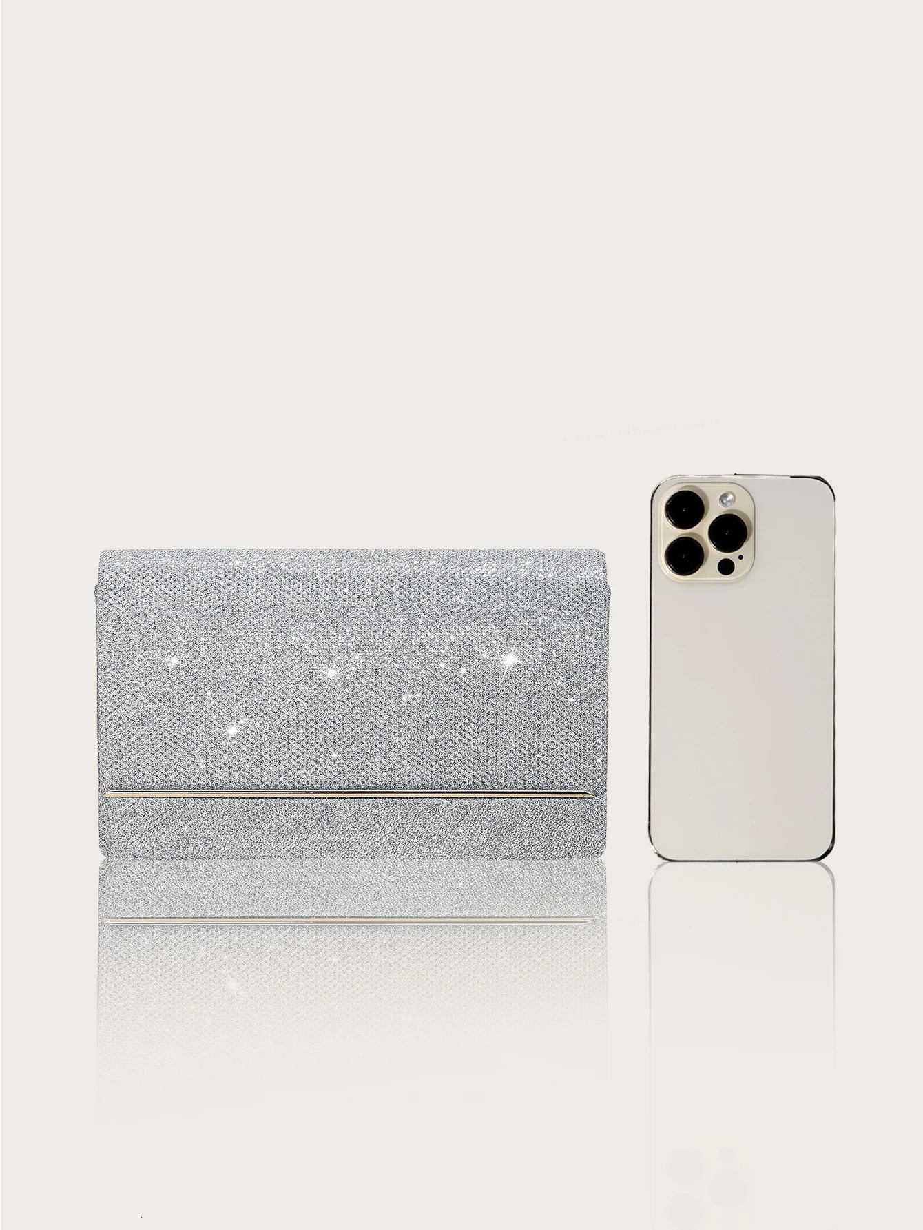 Elegant and lightweight business casual clam shell womens evening bag sparkling simple solid color party clutch paired with exquisite pendant neckl 25