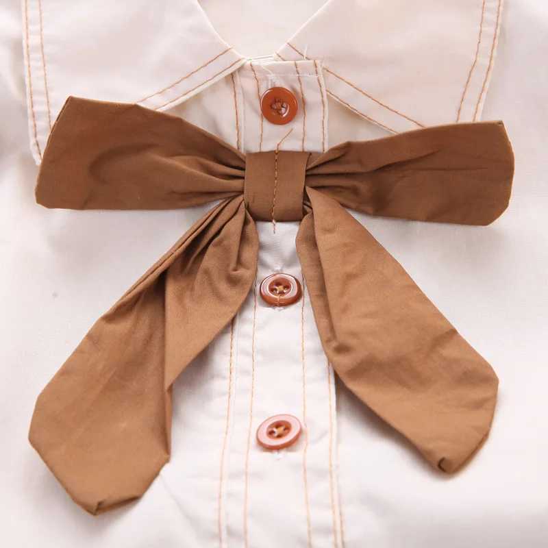 Girls summer casual set summer vacation bow top+shorts 2-piece set childrens clothing for girlsT250327