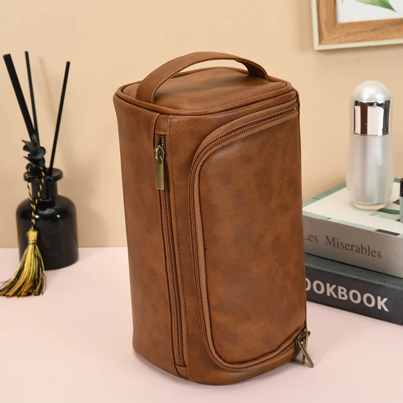Mens Retro y Toilet Bag Travel Essential Business Cosmetics Makeup Box Lifting Storage Manager Face Wash 250326