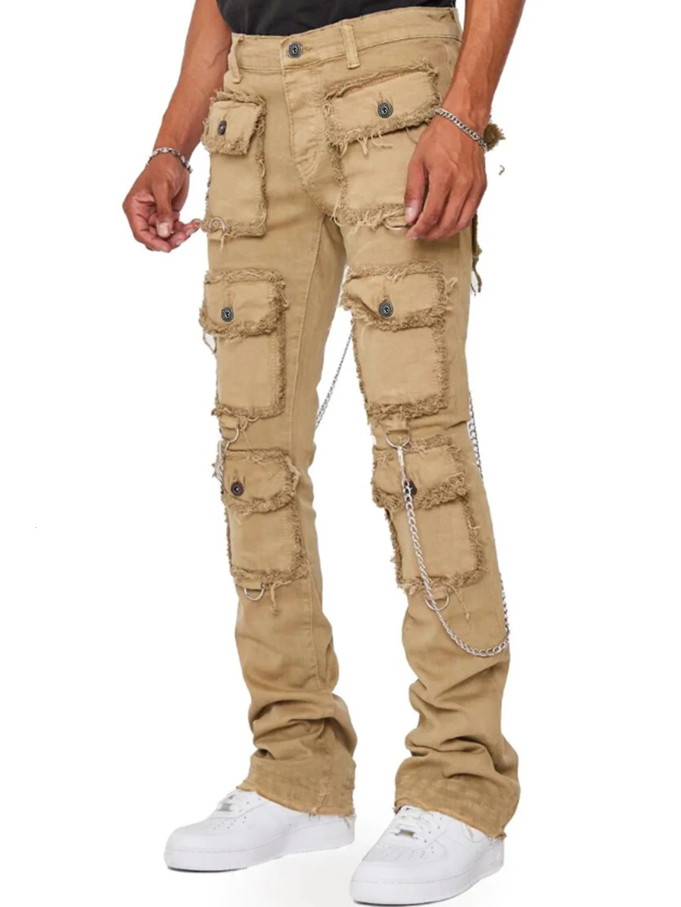 Multi-pocket Cargo Jeans Y2k Men's Jeans Stretch Straight-leg Pants Vintage Trousers Overalls Casual High Street Hip Hop Jeans 250317