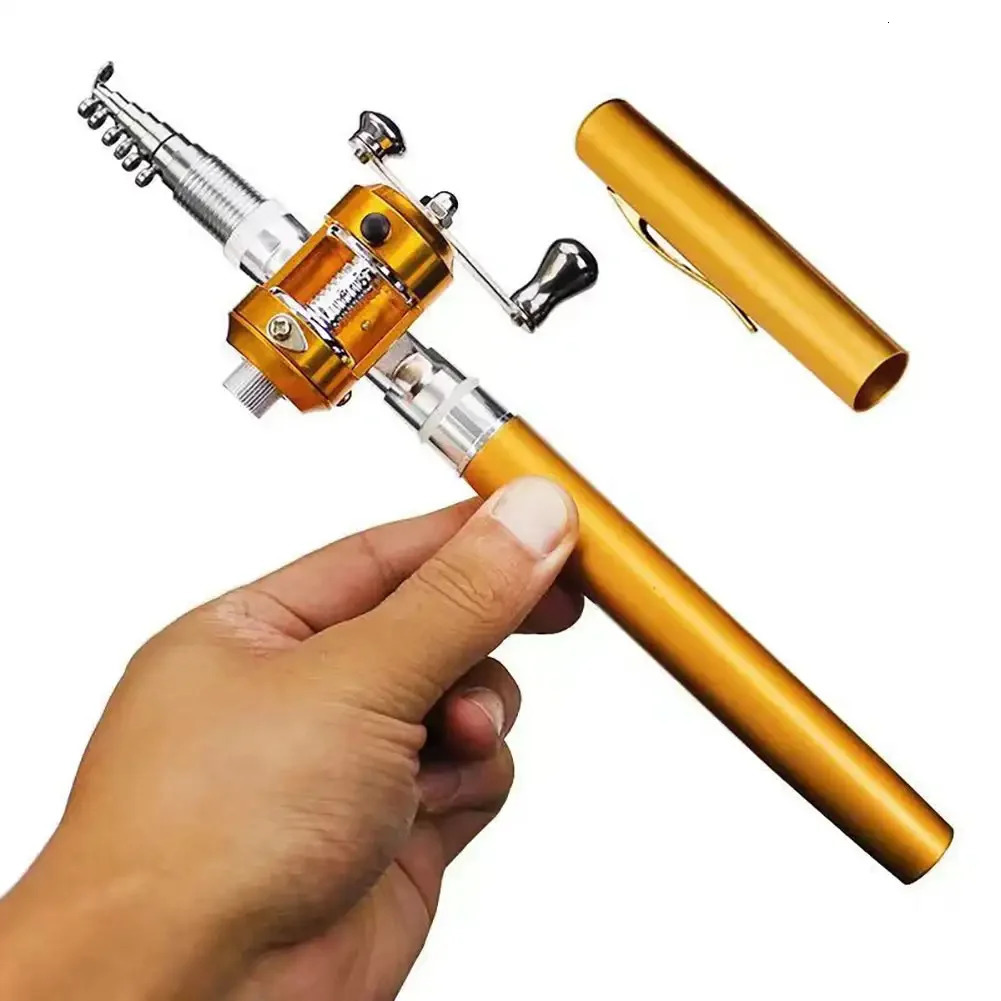 1121416M portable pocket sized telescopic mini fishing rod pen shaped folding no reel wheel 250313